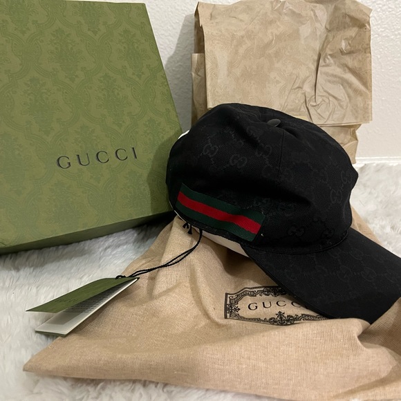 GUCCI- ORIGINAL GG CANVAS BASEBALL HAT WITH WEB - Picture 3 of 4